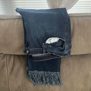 Just blue fringe capris